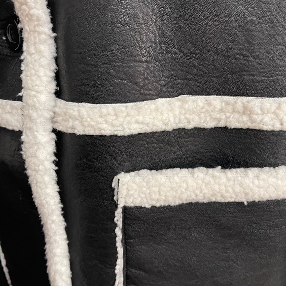Shein faux shearling coat. Black and white. - Picture 4 of 6